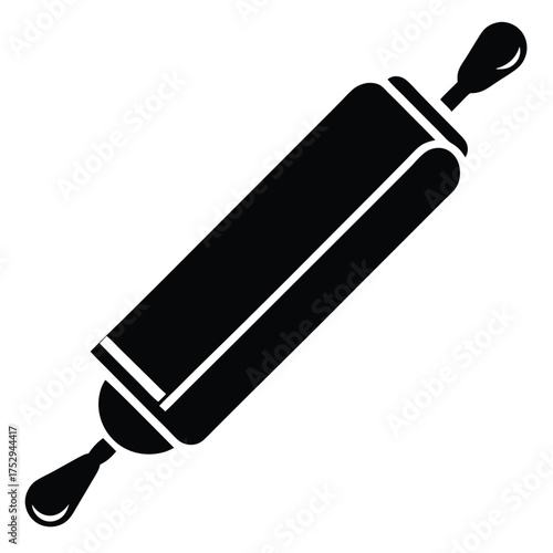 Simple black rolling pin shows handles and a smooth cylinder for flattening dough