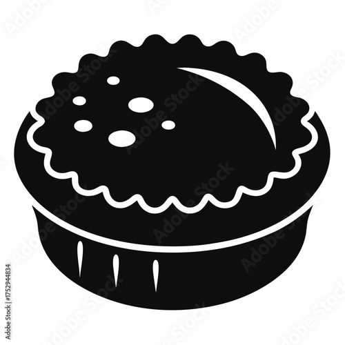 Monochrome cupcake reveals decorative toppings and a delicately scalloped edge in this simplistic design
