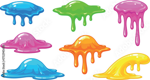 Colorful Drips and Splatters A Collection of Viscous, Flowing Slime Elements for Design