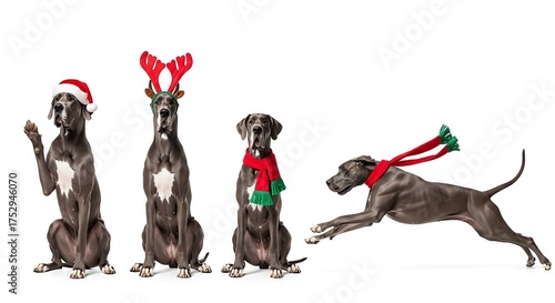 Festive Dogs in Holiday Attire - A Christmas Celebration.