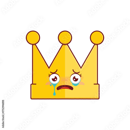 gold crown scared face cartoon cute