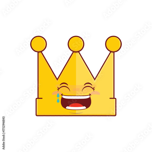 gold crown laughing face cartoon cute