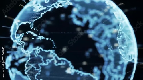 Digital earth globe animation futuristic world map and technology concept