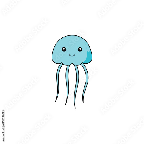  jellyfish glowing softly smiling, white background
