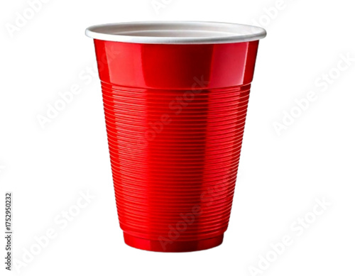  Classic Red Solo Cup with Ribbed Texture Realistic PNG