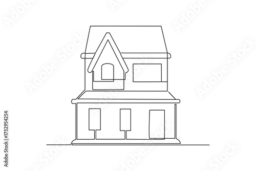 Simple continuous line drawing of Build a home property portfolio. Property minimalist concept, Industrial concept.