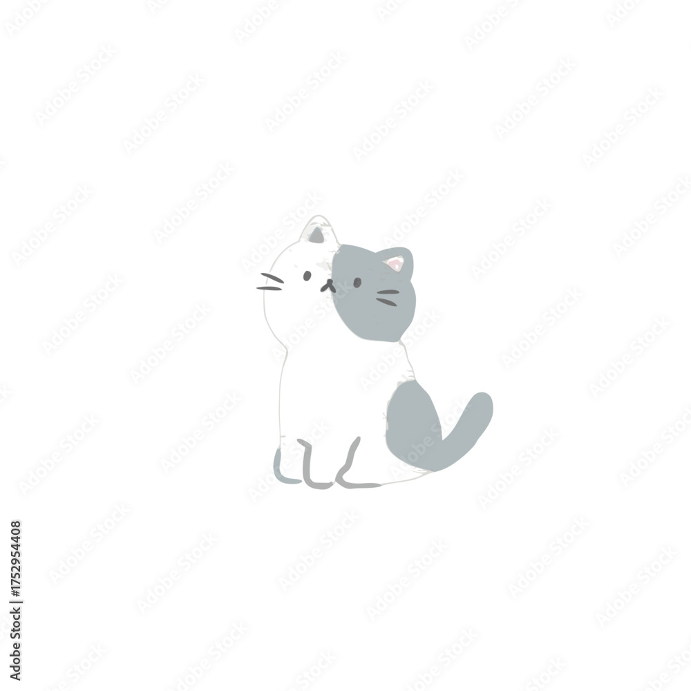 Fototapeta premium White cat vector illustration