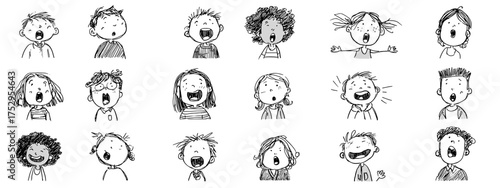 Hand-drawn children expressing emotions