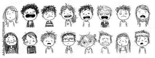 Various cartoon faces expressing emotions