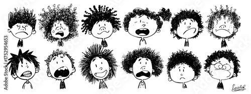 Cartoon characters showcasing various emotions