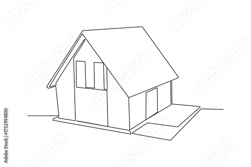 Simple continuous line drawing of Purchase a home property. Property minimalist concept, Industrial concept.