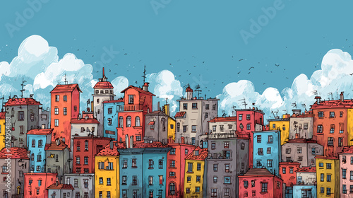 Colorful city skyline illustration