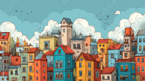 Colorful cityscape illustration