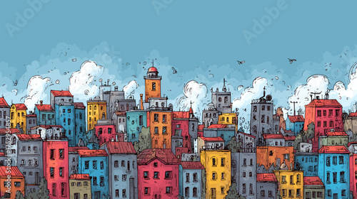 Colorful cityscape illustration