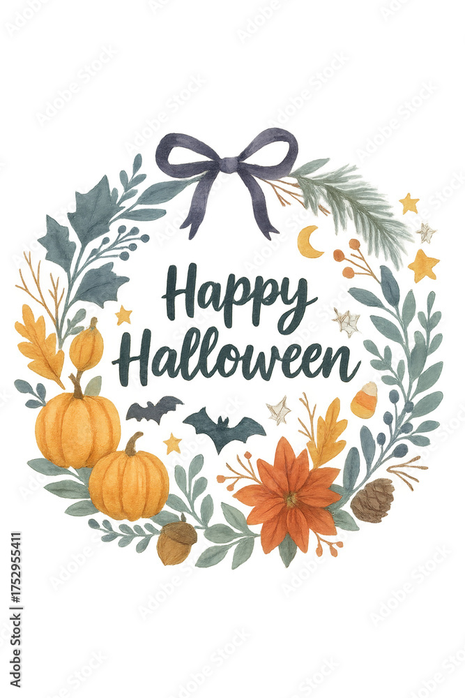 Fototapeta premium Happy Halloween greeting background isolated on white , PNG vector illustration