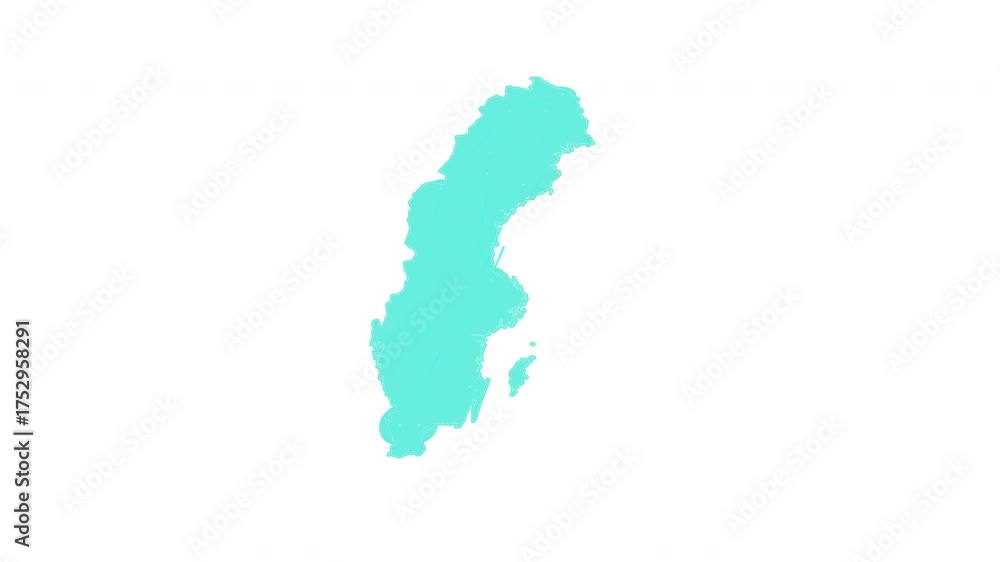 Sweden map outline animation with alpha channel with connectivity, Technology