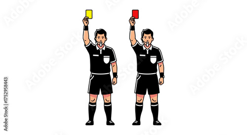 Football Referee's Card Signals Yellow and Red for Fouls, Penalties, and Game Control