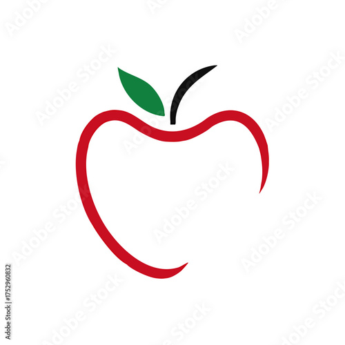 Apple Fruit Swoosh Logo. Apple icon vector isolated illustration. Apple fruit with leaf flat vector icon for food apps and websites