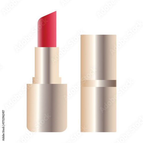 Stylish Lipstick Set | Red Lipsticks with Black Cap Illustration.