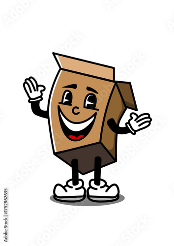 illustration of a happy cardboard box