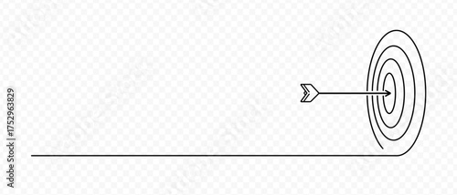 Single line target. Line art style. Continuous one line drawing target with arrow