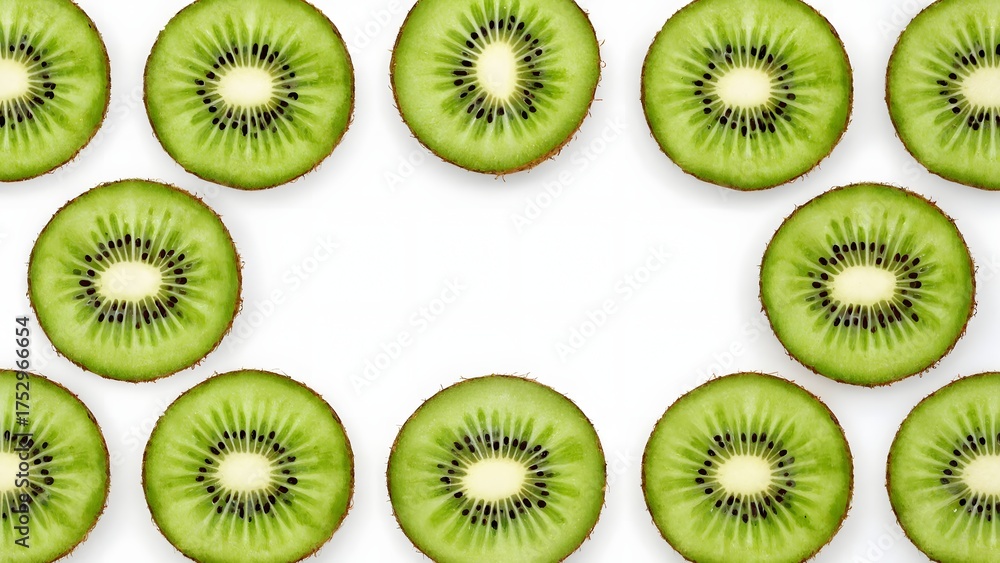 Fototapeta premium Minimalist kiwi background of bright green slices