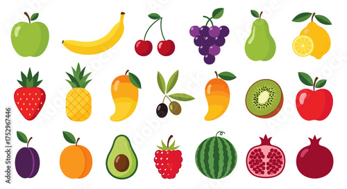 A colorful assortment of fresh fruits for healthy eating and nutrition.