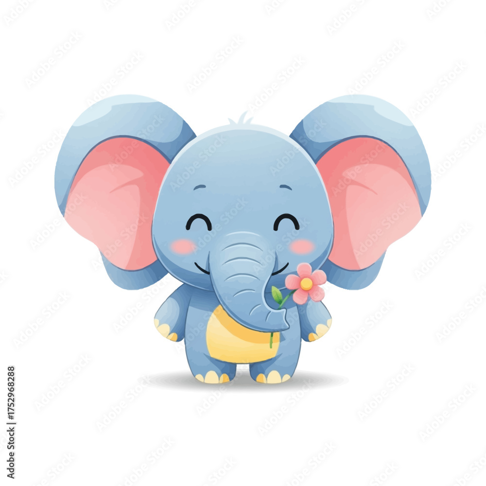 Naklejka premium Cute Elephant Flower Mascot