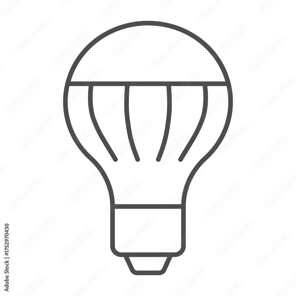 Obraz premium LED lightbulb thin line icon, eco lamp concept. Vector graphics. Lamp sign on white background, outline style icon for mobile or web design.