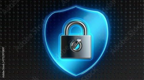 Digital Cybersecurity Shield with Lock – Data Protection and Online Privacy Animation
