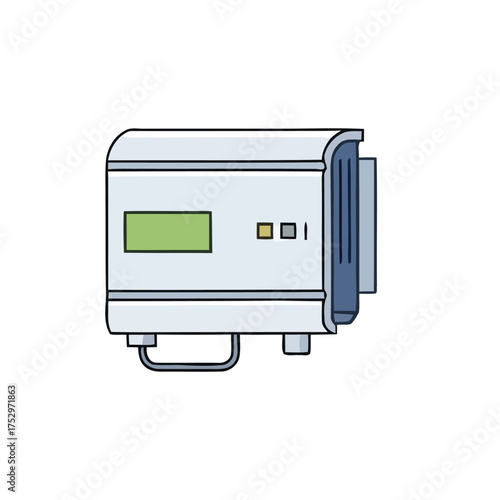 Electronic Device Illustration White Box with Green Screen and Panel
