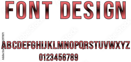 Creative alphabet font design with uppercase letters, stylish red typography display, elegant text layout for modern use