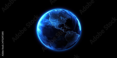 Wallpaper Mural Abstract blue globe with glowing continents and light. Torontodigital.ca