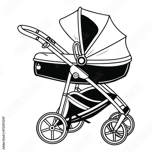 Stylish Minimalist Baby Carriage Drawing