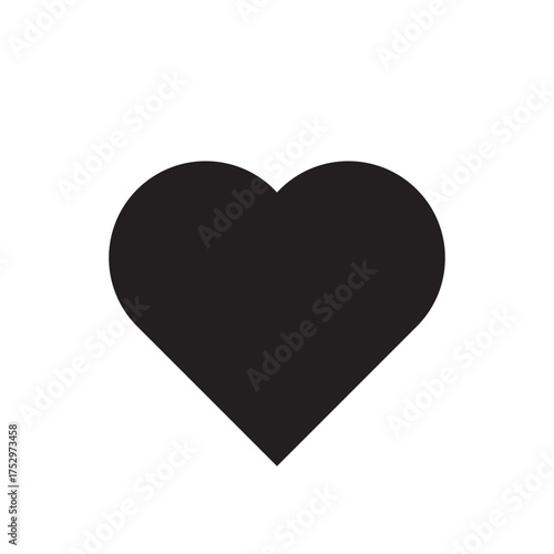Solid black heart symbol. Simple love Vector icon. Basic romantic shape. Minimalist feeling emblem.
