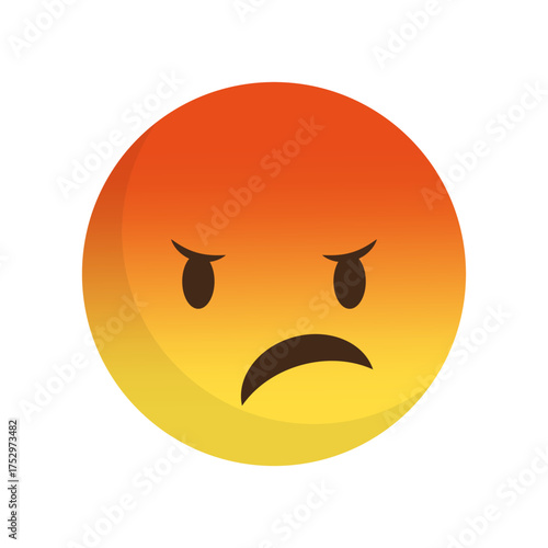 Sad yellow emoji. Disappointment emotion sign. Unhappy face Vector character. Negative feeling icon.