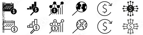 Заголовок: Financial analytics icon vector set. economy illustration sign collection. analytics symbol. Marketing web icons.
