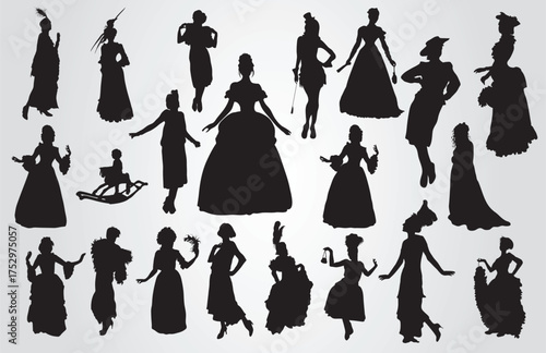 Vintage Women Silhouettes: Historical and Victorian Dress Collection.