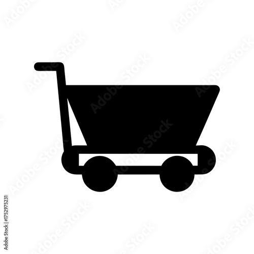 Simple black silhouette of a baggage cart or shopping cart for commerce and retail services