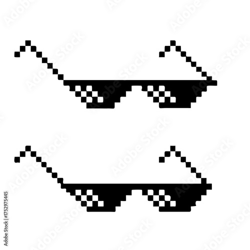 pixel glasses icon, isolated on white background. vector