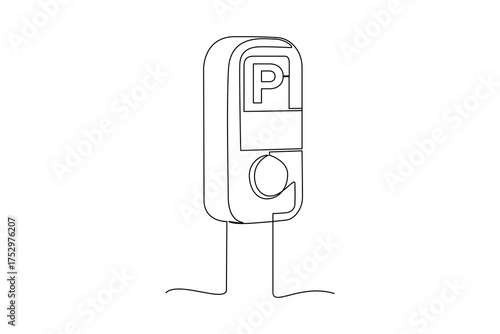 Simple continuous line drawing of automatic parking tools. Parking area minimalist concept, parking activity.