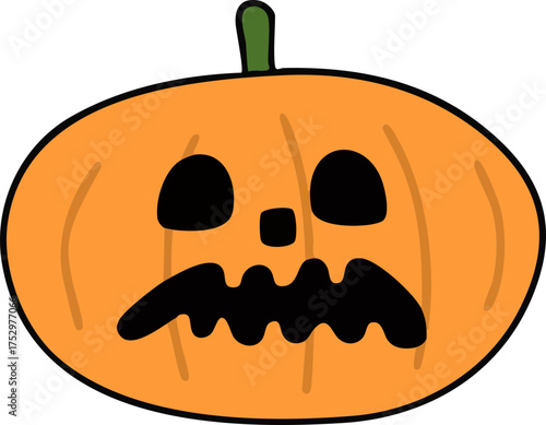 할로윈 호박 잭오랜턴 캐릭터 라인드로잉(halloween pumpkin character line drawing)