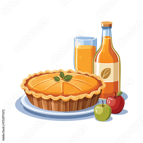 Apple pie and cider festively presented