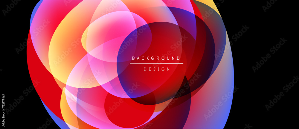 Fototapeta premium Abstract vibrant circles overlap, creating dynamic colorful background. Modern design features gradients, smooth transitions.