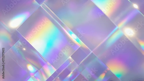 Abstract iridescent light prism play with reflections and vibrant colors of rainbows and refractions