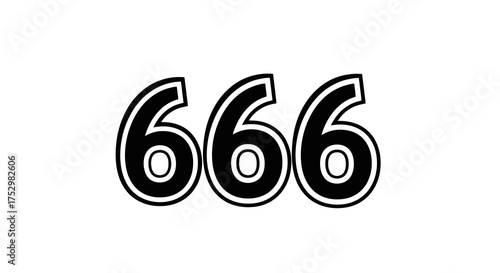 Isolated vector graphic of the number 666, a controversial symbol representing the mark of the beast, evil, and occultism