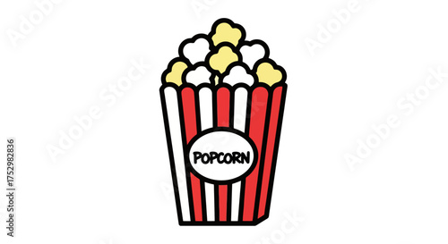 Delicious Popcorn Illustration A Vector Graphic of a Classic Popcorn Container for Cinema or Movie Night Fun