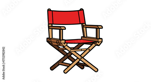 Director's Chair Illustration Classic Red Folding Chair Design for Film and Theater Projects