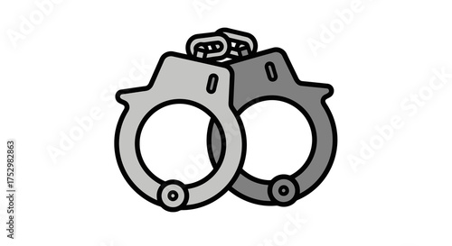 Illustration of Handcuffs Symbolizing Law Enforcement, Justice, Crime, Legal Proceedings, and Security Measures
