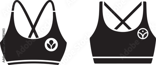 Collection of sports bra icons for fitness and apparel design